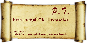 Proszonyák Tavaszka névjegykártya